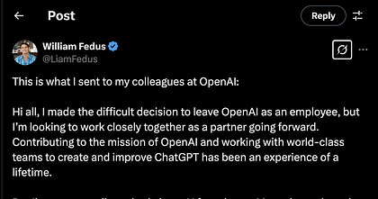 Liam Fedus, wiceprezes OpenAI, odchodzi, by założyć startup AI w dziedzinie nauki o materiałach
