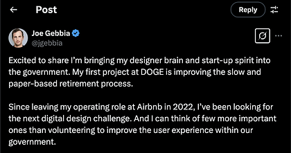 Współzałożyciel Airbnb Joe Gebbia dołączył do DOGE